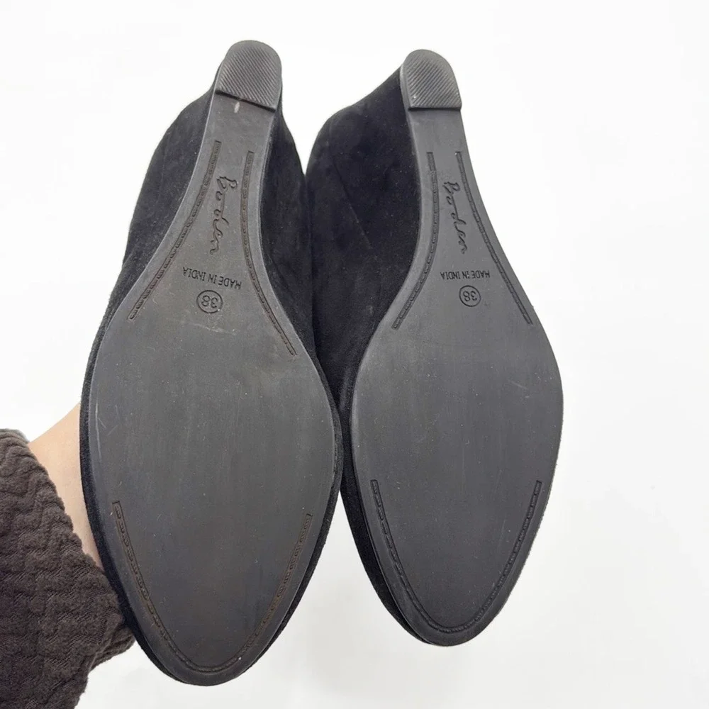 Boden Black Suede Leather Wedge Heels Pumps Classic Comfortable Shoes size 38 7